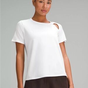 lululemon athletica White cotton shoulder twist tee M